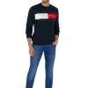 Bluza Tommy Jeans męska granatowa wkładana przez głowę bawełniana duże logo